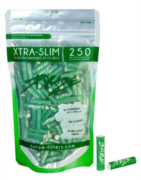 PURIZE Aktivkohlefilter, XTRA Slim GREEN, ø 5,9mm, 250er Packung